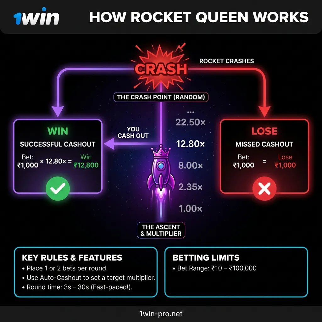 Rocket Queen game rules and mechanics guide for Indian players on 1win