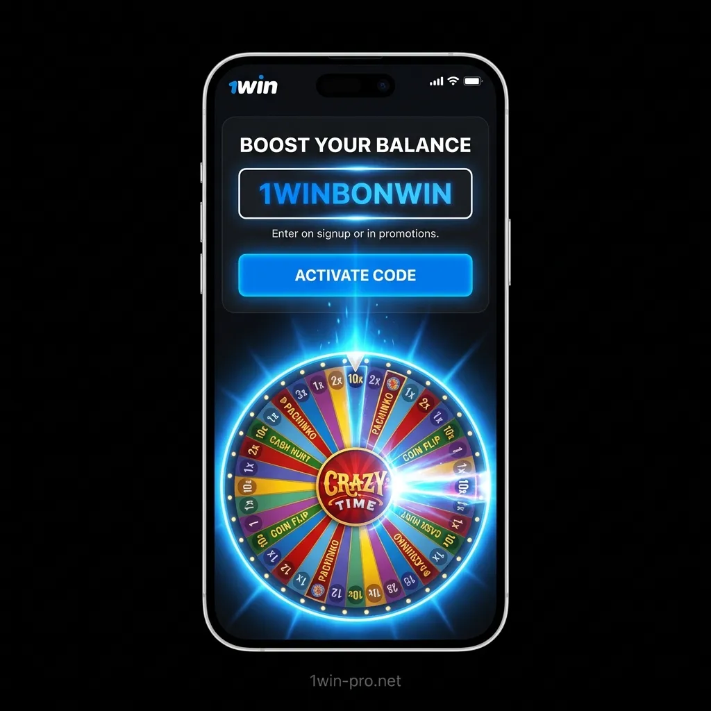 Boost your Crazy Time balance with promo code 1WINBONWIN on 1win India