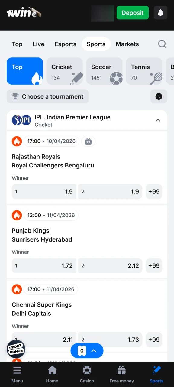 Start placing sports bets and playing casino games with lightning-fast loading speeds on the 1win platform.