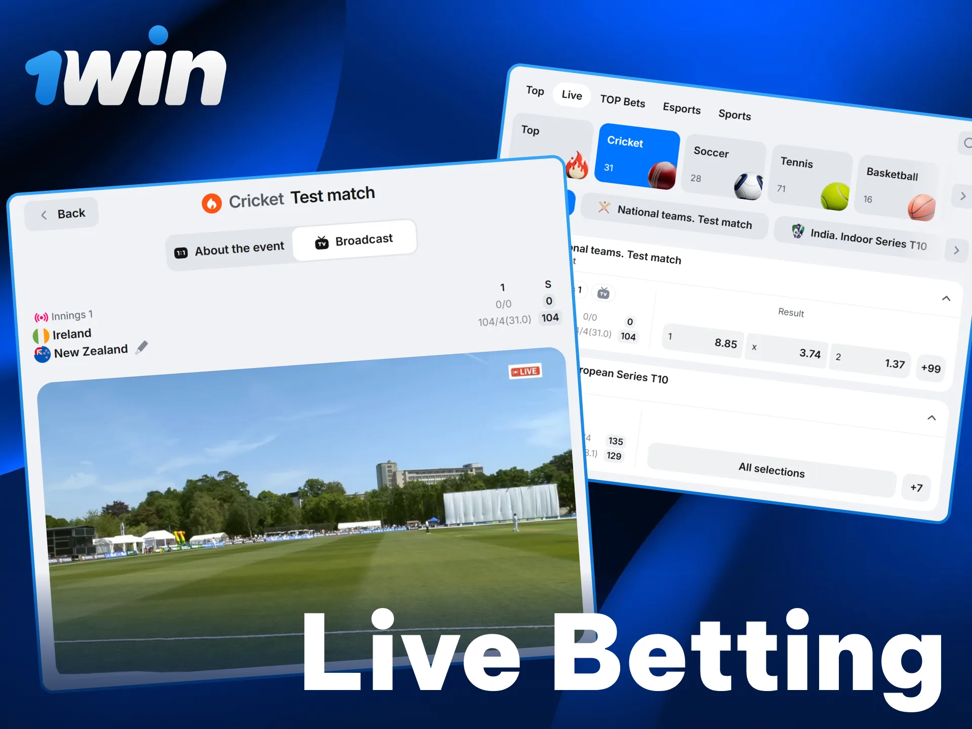Join live betting on 1win to wager on ongoing matches.